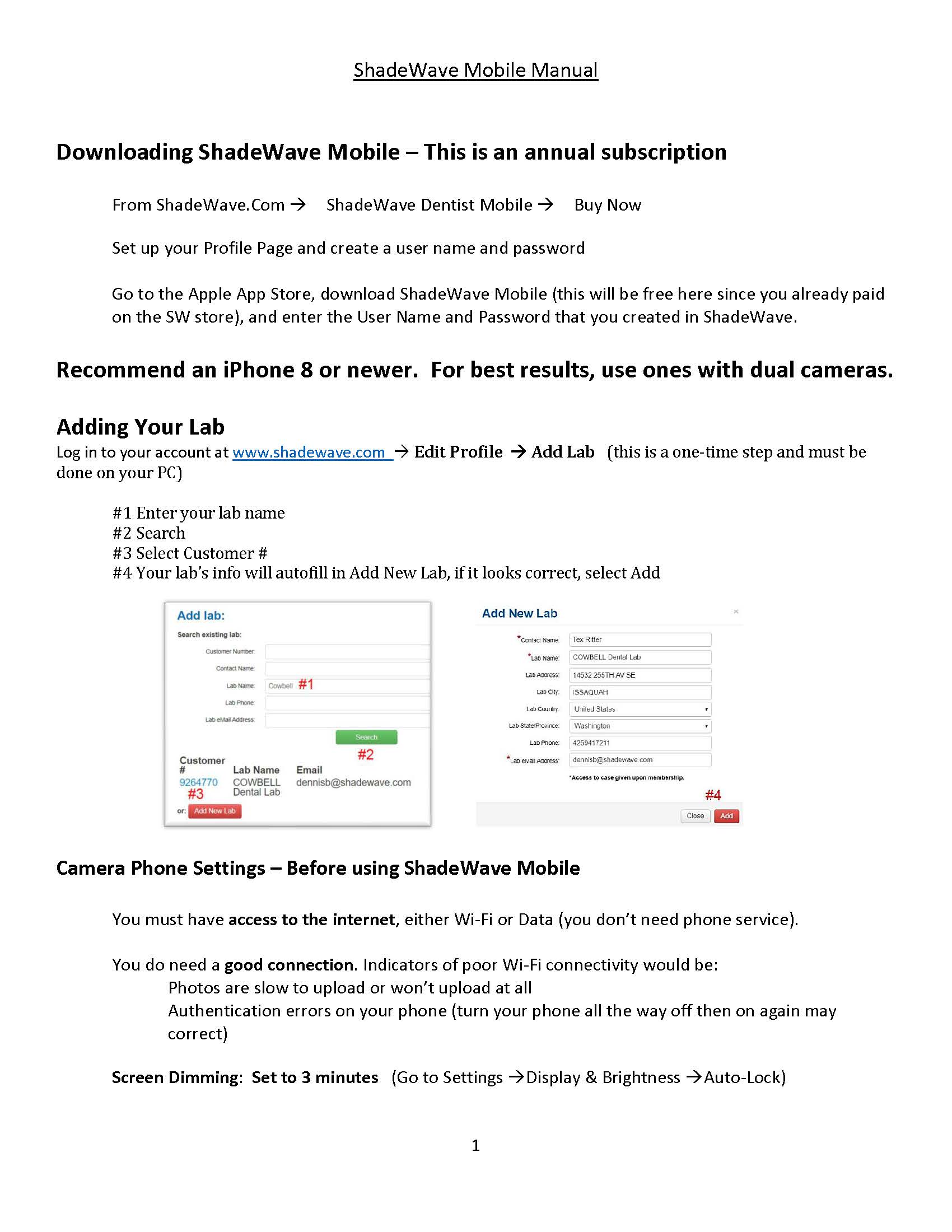 ShadeWave Mobile Manual